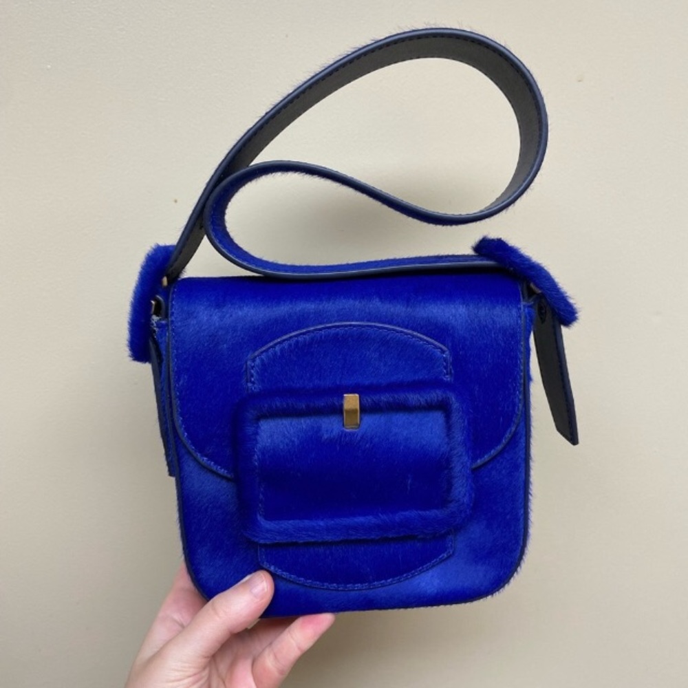 Cobalt Blue Calf Hair Suede Sawyer Mini Shoulder Bag | Tory Burch